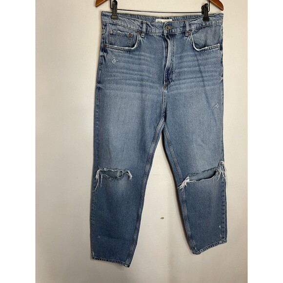 Zara Women's 10 Distressed Straight Leg Denim Jeans Classic - Picture 3 of 7